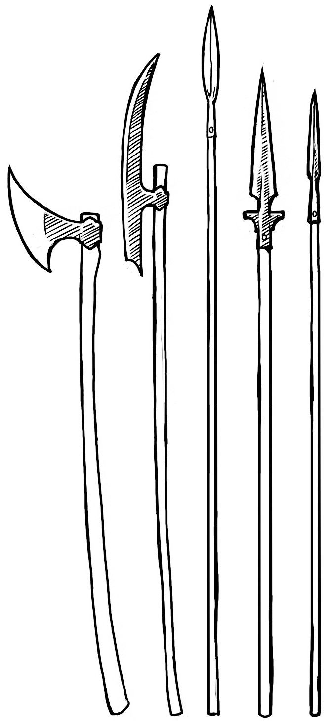 a line drawing of different types of swords