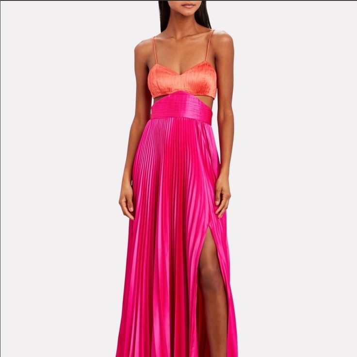 Hi If Anyone Is Selling This Dress Please Let Me Know!! Pink Pleated Bodice Gown For Evening, Spring Pink Pleated Evening Dress, Pink Silk Gown With Pleated Bodice, Pink Gown With Pleated Bodice For Spring, Chic Pink Gown For Gala, Pink Evening Gown For Spring, Pink Spring Evening Gown, Formal Pink Pleated Evening Dress, Pink Pleated Evening Dress For Formal Occasions