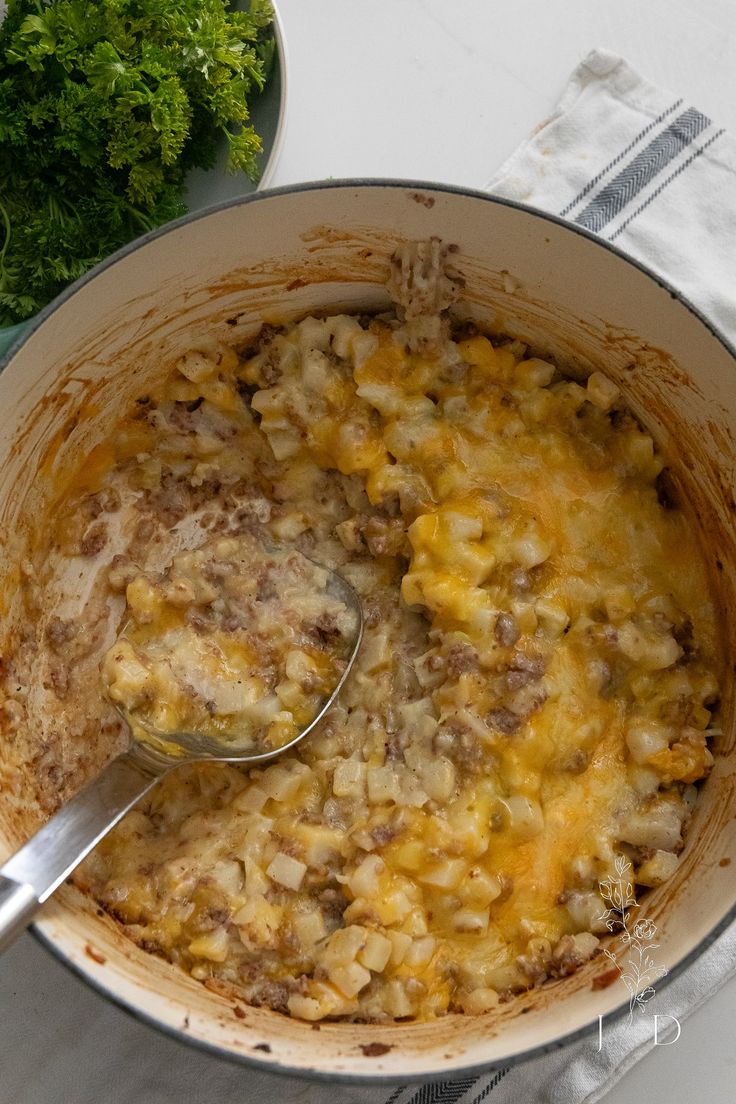 a large pot filled with food on top of a table