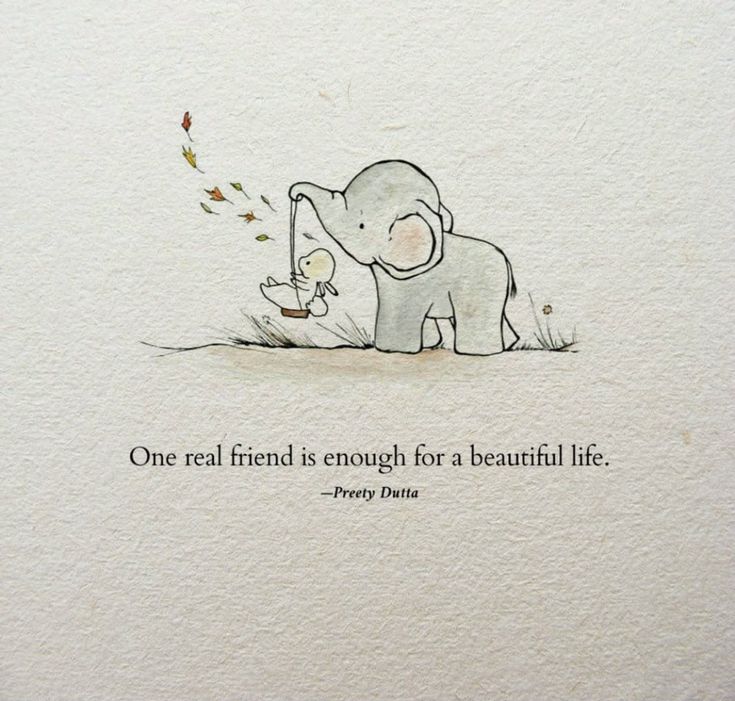 an elephant with a bird in its trunk and a quote on it