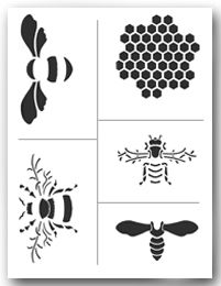 four different types of bees and honeybees in black and white, each with an insect