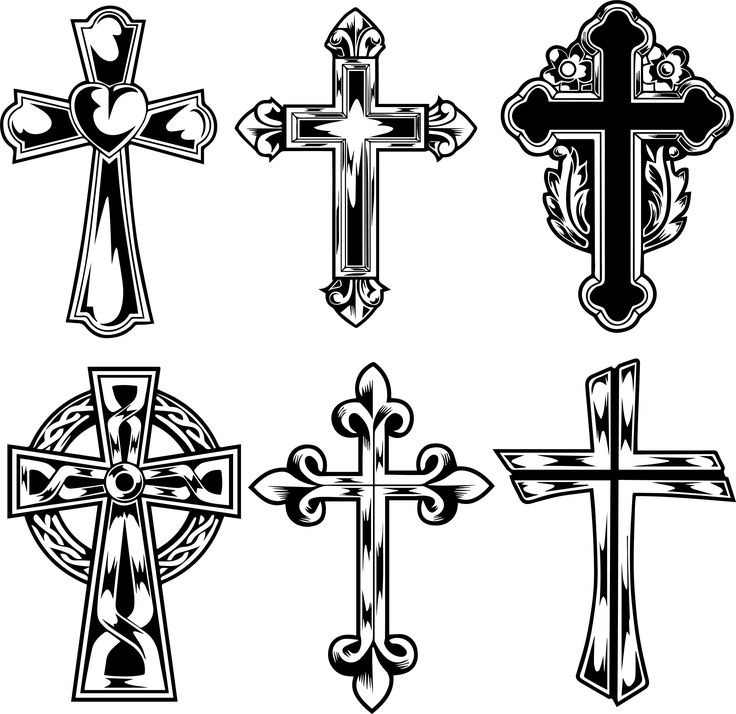 four crosses in different designs on a white background