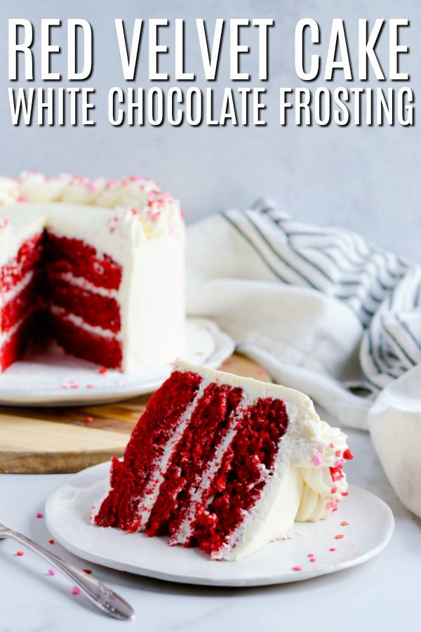 a red velvet cake with white chocolate frosting