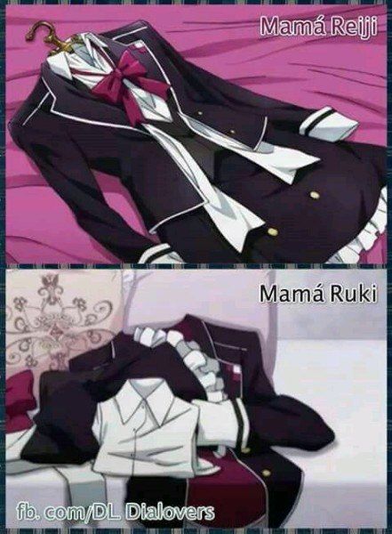 two different anime characters with caption that reads, mamma ruki it's comfy dalvers