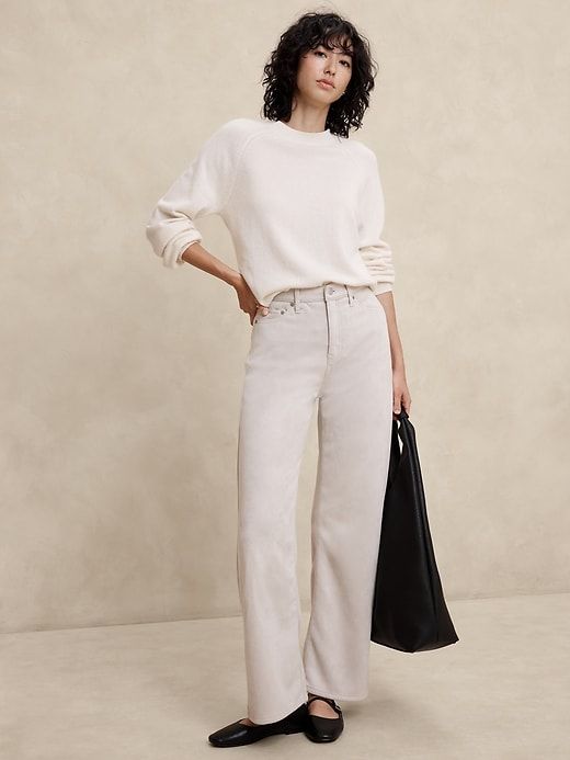 Ultra High-Rise Wide-Leg Vegan Suede Pant | Banana Republic Factory Fall Business Casual, Fall Business, Fall White, Suede Pants, Shank Button, Banana Republic Factory, White Pants, Business Casual, Banana Republic