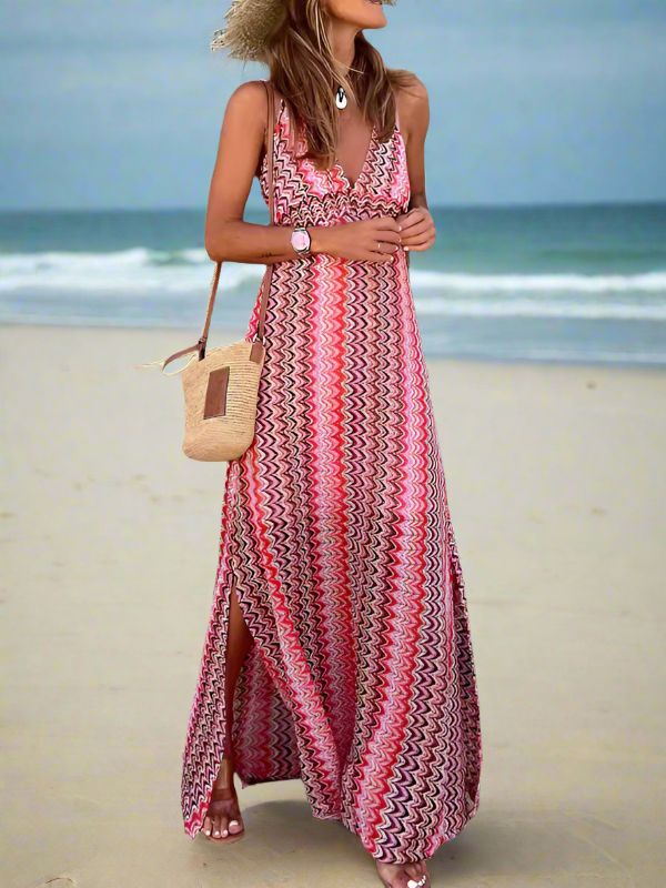 Step out in style with our GYPSY GIRL dress, featuring a beautiful bohemian print and a chic maxi design. Perfect for the beach or a day out, this dress will make you stand out in any crowd. Embrace your inner boho spirit and elevate your fashion game with this must-have dress. Material composition: 95% Polyester, 5% Elastane/SpandexLENGTH/INCH (Please refer to size guide for more size information)S 49M 50L 50XL 50 TIPS FOR MEASURING LENGTH FOR A DRESS: ✔️Lay the dress flat with the front facing V-neck Maxi Dress For Beach Cover-up In Summer, Casual Boho Print Sundress As Beach Cover-up, Beachy V-neck Maxi Dress For Day Out, Multicolor V-neck Sundress For Festival, Spring Boho Print Sundress For Beach Cover-up, Summer V-neck Beach Dress, Beachy Multicolor V-neck Maxi Dress, Bohemian V-neck Boho Dress For Vacation, V-neck Sundress For Beach Party Vacation