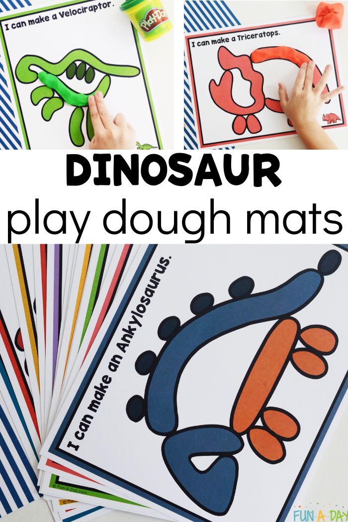 the dinosaur play dough mats are fun for toddlers and preschoolers to do with