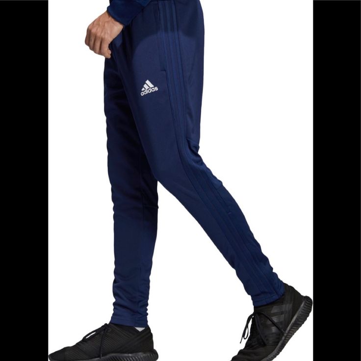 New Without Tags, In Perfect Condition... Navy Blue Adidas Track Pants. Adidas Jogging Bottoms With Pockets, Adidas Jogging Pants With Pockets, Adidas Blue Sweatpants For Sports, Adidas Blue Sweatpants For Jogging, Blue Sports Pants With Tapered Leg, Blue Tapered Leg Sports Pants, Blue Sporty Tapered Leg Bottoms, Sporty Blue Tapered Leg Bottoms, Blue Full-length Sports Pants