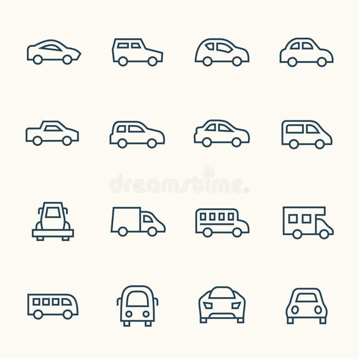 cars and trucks line icon set royalty illustration