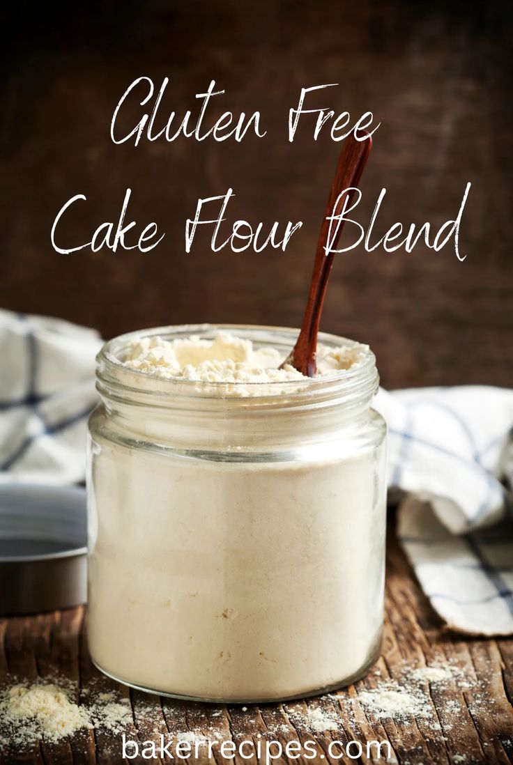 gluten free cake flour blend in a glass jar