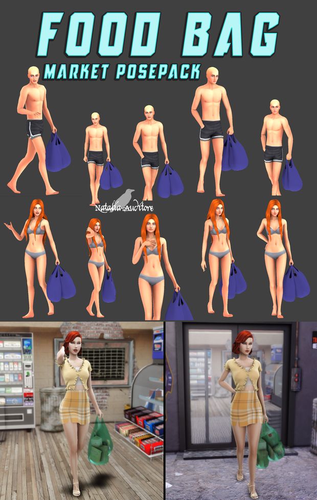 Food bag - market posepack | Natalia-Auditore on Patreon Grocery Sims 4, Sims 4 Market, Sims 4 Couple Poses, Sims 4 Family, Sims 4 Body Mods, Tumblr Sims 4, Sims 4 Gameplay, Sims 4 Teen, Food Bag