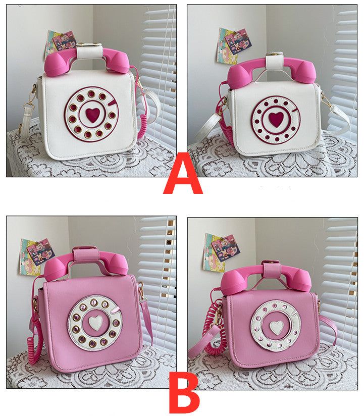 Cute Telephone Shoulder Bag PN4876 ●Size: Bigger one: 23*20*11 cm; Smaller one: 20*16*10 cm ●Material :pu ●Note:Only comes with the bag. (Please allow 1-3cm differs due to manual measurement.As different computers display colors differently,the color of the actual may vary slightly from the above images.Thanks for your understanding.) ●About Shipping: We attach great importance to the orders of each customer and parcel delivery. 1.Processing time: 2-3 business days. 2.Shipping time: 10-15 business days to US, please allow 3-4 weeks shipping to other country.(Shipping times can be affected by variable customs clearance times or public holidays.) Pink Retro Satchel Shoulder Bag, Retro Pink Satchel Shoulder Bag, Portable Retro Crossbody Shoulder Bag, Retro Portable Crossbody Shoulder Bag, Pink Retro Handheld Shoulder Bag, Retro Pink Shoulder Bag Satchel, Retro Pink Shoulder Bag With Detachable Strap, Retro White Mobile Phone Bag, Retro Pink Crossbody Bag