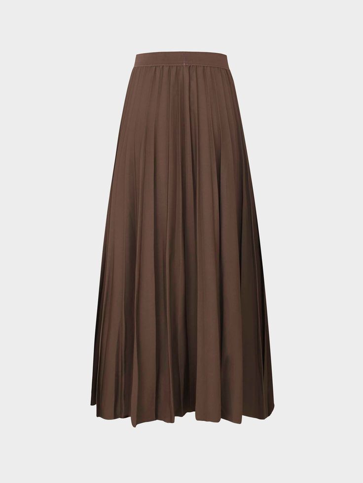 Upgrade your wardrobe with our Pleated Skirt 35"-Brown. Made with 35" of soft, pleated fabric, this skirt adds effortless style and sophistication to any outfit. Elegant Brown Tiered Skirt Bottoms, Brown Pleated Midi Skirt For Work, Chic Brown Maxi Skirt For Fall, Flowy Skirt With Accordion Pleats In Solid Color, Brown Long Skirt With Lining, Brown Long Lined Skirt, Long Brown Lined Skirt, Fall Brown Pleated Skirt With Pleated Hem, Brown Pleated Skirt With Pleated Hem For Fall