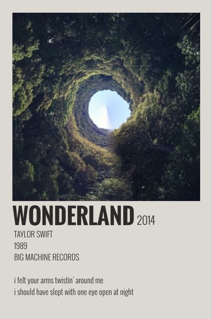 a poster with the words wonderlandland on it and an image of a hole in the middle