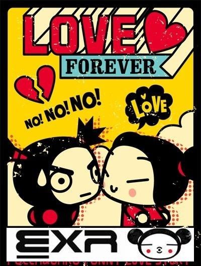 an advertisement for exr's love forever campaign with two people kissing each other