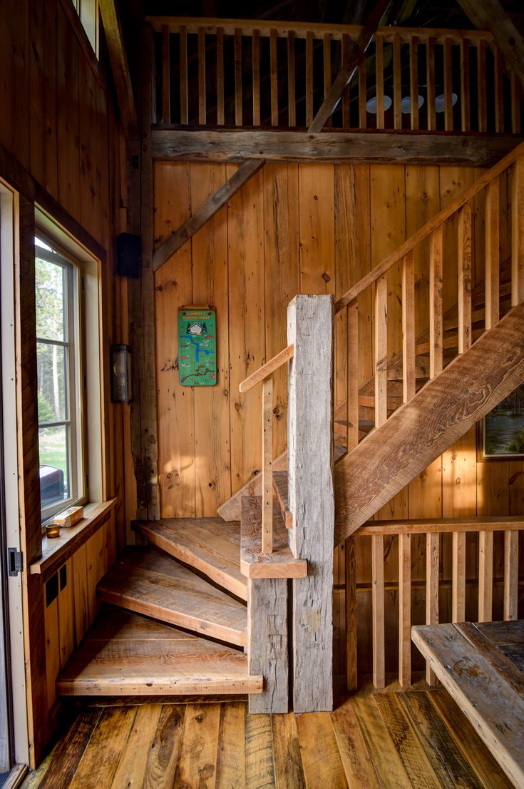 an old wooden staircase in a house