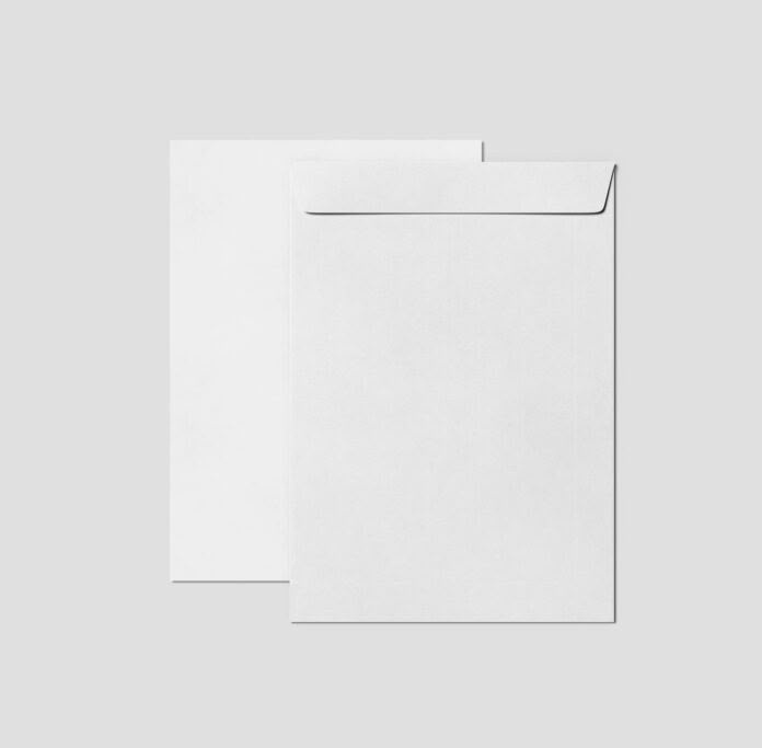 two white envelopes on a gray background