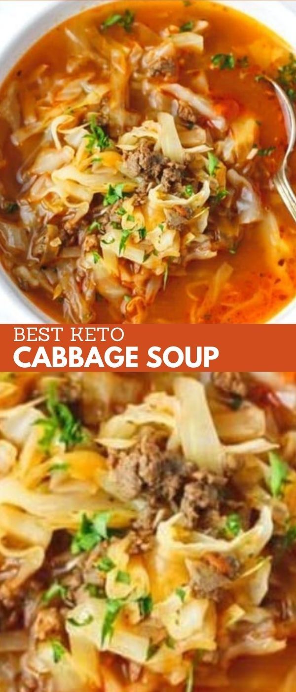 two pictures showing different types of cabbage soup