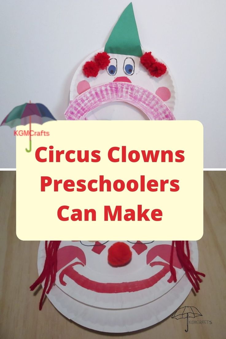 a paper plate with a clown face on it and the words circus clowns preschoolers can make