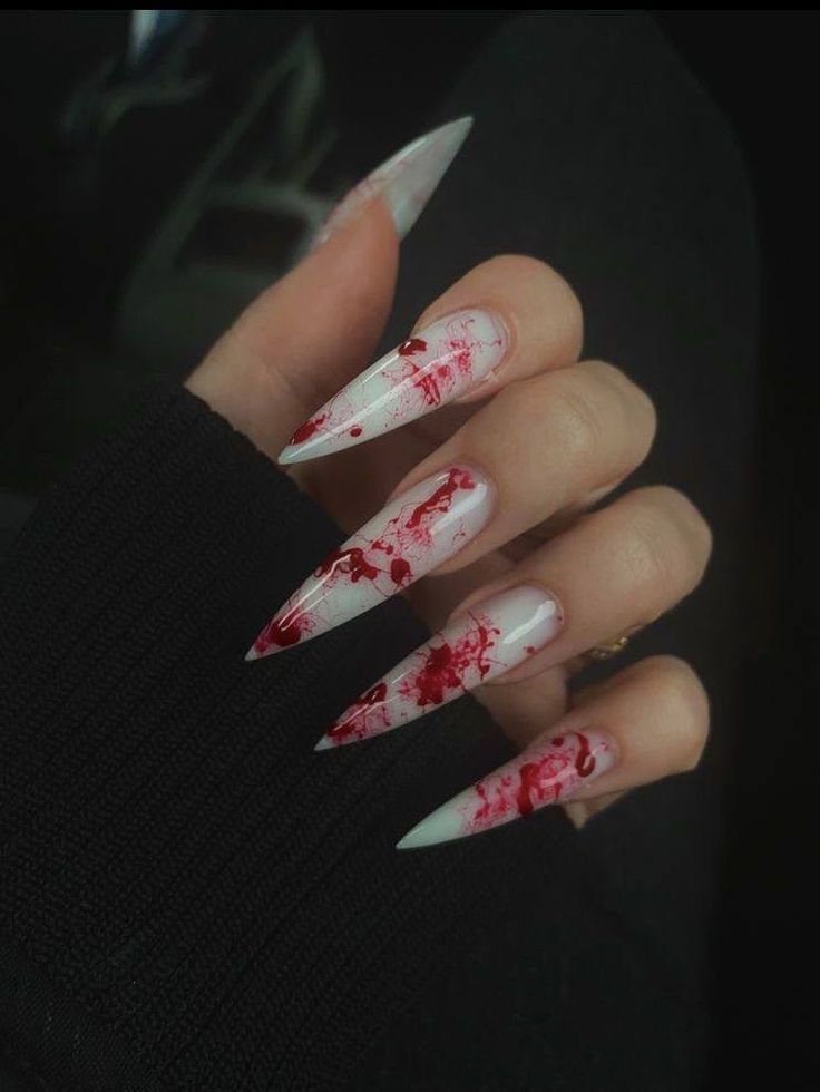 idea for nails Blood Nails, Black Acrylic Nails, Punk Nails, Edgy Nails, Goth Nails, Glow Nails, Red Nail Polish, Crazy Nails, Nails Only