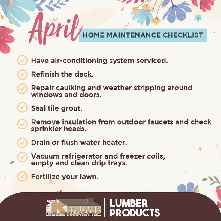 the home maintenance checklist is shown with flowers and leaves on it's side