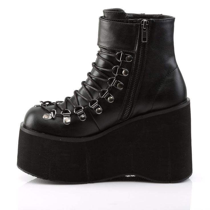 demonia-kera-21-black-vegan-leather Drama Clothes, Goth Stuff, Goth Things, Alternative Shoes, Demonia Shoes, Festival Shoes, Punk Boots, Black Platform Boots, Gogo Boots