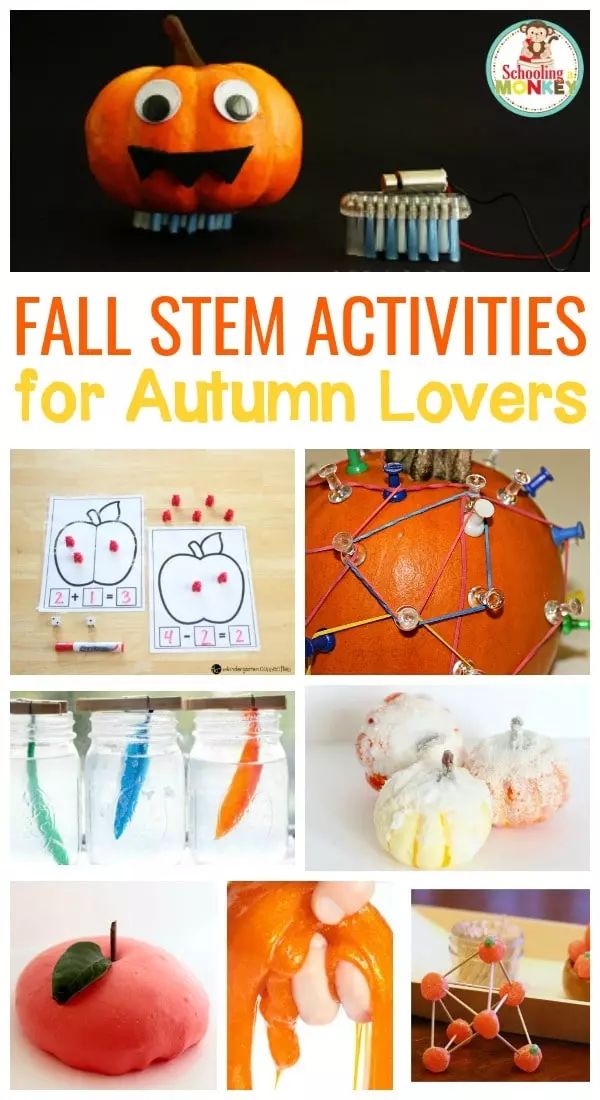 pumpkins and other fall activities for kids to do with the autumn leaves on them