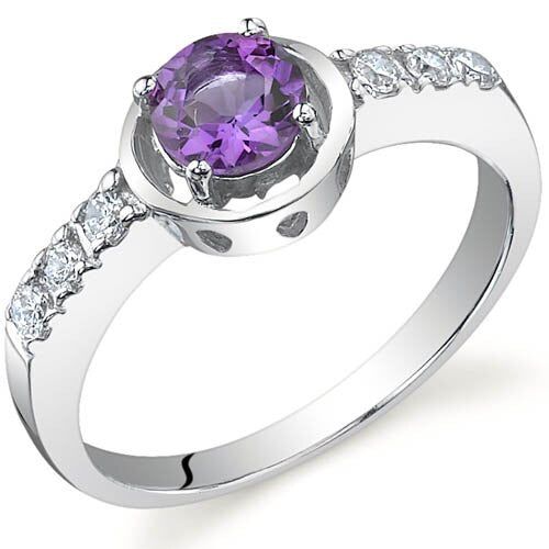 Amethyst Ring Sterling Silver Round Shape 0.5 Carats SR9798 top Stamp Ring, Jewelry Questions, Blue Topaz Bracelet, Amber Ring, Sterling Silver Engagement Rings, Cubic Zirconia Rings, Round Stud Earrings, Silver Engagement Rings, Royal Purple