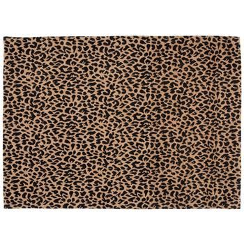 a brown and black animal print rug