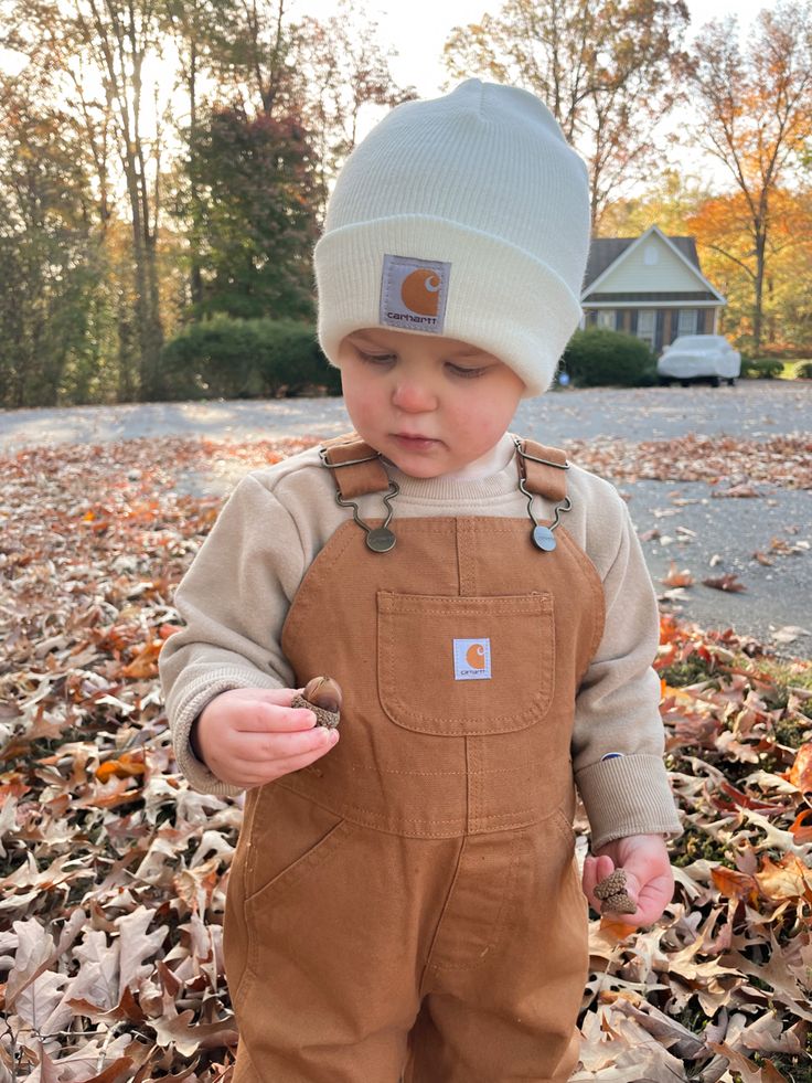 Toddler Carhartt Overalls Outfit, Carhartt Toddler Boy Outfit, Baby Boy Carhartt Overalls Outfit, Baby Carhartt Outfit, Carhartt Baby Outfits, Baby Carhartt Beanie, Baby Carhartt, Fall Baby Outfits, Carhartt Baby Boy