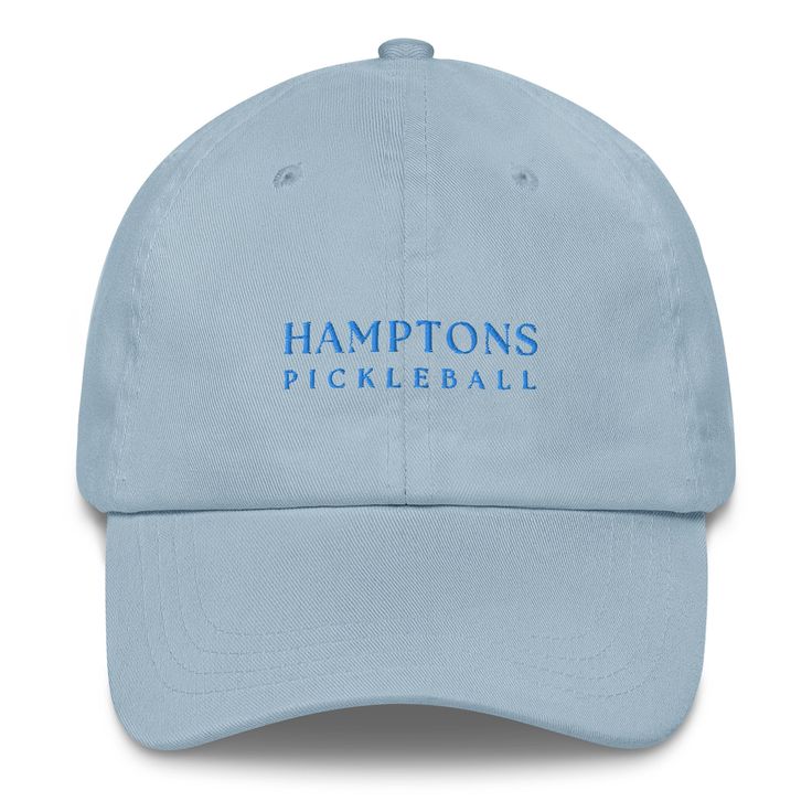 Free Shipping! Introducing our new Hamptons Pickleball Hat. It's comfortable and cool for all your pickleball games out East. 100% chino cotton twill Unstructured, 6-panel 6 embroidered eyelets 3 ⅛” (7.6 cm) crown Adjustable strap with antique buckle Embroidered on the front Adult, Unisex Sporty Cotton Hats For Summer Sports, Summer Cotton Sports Hats, Sporty Summer Cotton Hats For Sports, Sporty Summer Cotton Hats, Breathable Cotton Hats For Sports Events, Summer Cotton Baseball Cap For Sports, Cotton Summer Baseball Cap For Sports, Summer Sports Cotton Baseball Cap, Cotton Golf Cap