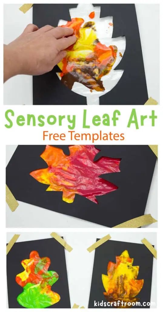 this is an easy fall leaf art project for kids to do with paper and tissue