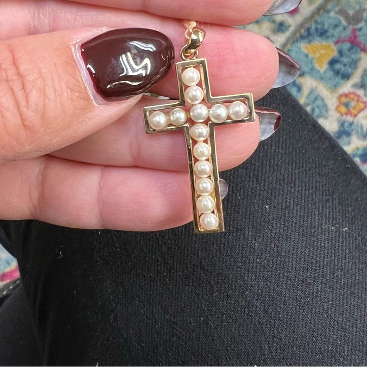 Vintage 14k Yellow Gold And Pearl Cross Pendant. 2.5 Grams. Please Feel Free To Contact Me For Any Questions! Check Out My Other Listings For Louis Vuitton, Gucci, Christian Dior, Chanel, Tiffany, Free People, Anthropologie, Juicy Couture, Purses, Earrings, Rings, Bracelets, Wallets, Brooches, Pins, Charms, Watches, Sunglasses, Bags, Shoes. New To Poshmark? Use Code Apictureframe To Sign Up, And Receive $10 Off Of Your 1st Order. Elegant Cross-shaped Pearl Pendant Jewelry, 14k Gold Cross Jewelry In White, White 14k Gold Cross Jewelry, White Pearl Cross Pendant Jewelry, Elegant Pearl Cross Pendant Jewelry, Elegant Pearl Pendant Cross Jewelry, Classic White Cross Pendant Jewelry, White Classic Cross Pendant Jewelry, Elegant 14k Stamped Cross Pendant Jewelry