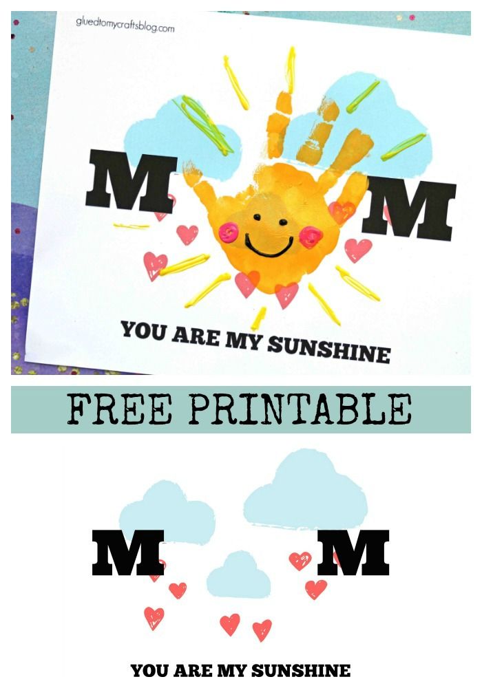 the mother's day card with an image of a handprinted sun