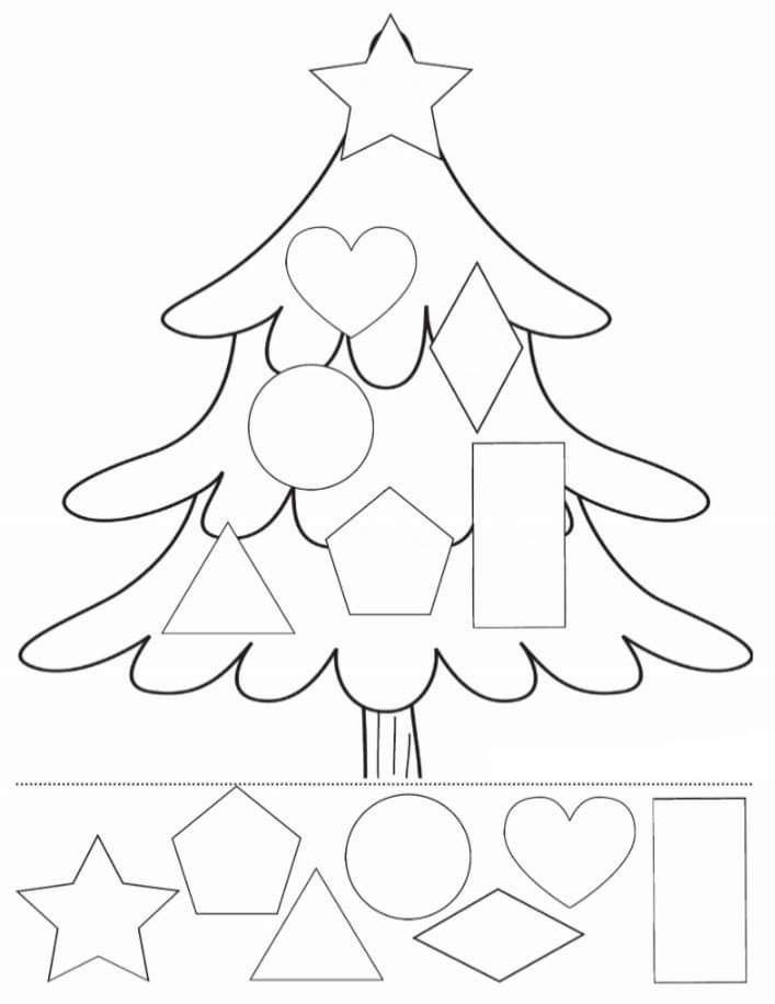 a christmas tree cut out with shapes to make it