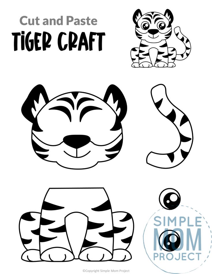 the cut and paste tiger craft is shown