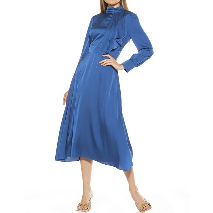 Look Polished And Put Together In The Brooklyn Midi Dress. Its Mock Neckline And Pleated Tie Detail Add An Elevated Touch To Its Long Sleeve Design And Midi Length Silhouette. Mock Neckline With Pleated Tie Detail 3 Button Detail On Shoulder Long Sleeve Design Midi Length Hidden Back Zip Closure 97% Polyester, 3% Spandex Machine Wash Cold Color Is Cobalt Approx 21” Armpit To Armpit, 17.25” Across Front Waistband, 49” Length From Shoulder To Hem New With Tags White Floral Midi Dress, Graphic Print Dress, Red Plaid Dress, Lace Halter Dress, Midi Pencil Dress, Long Sleeve Design, Floral Sheath Dress, Lace Dress With Sleeves, Strapless Midi Dress