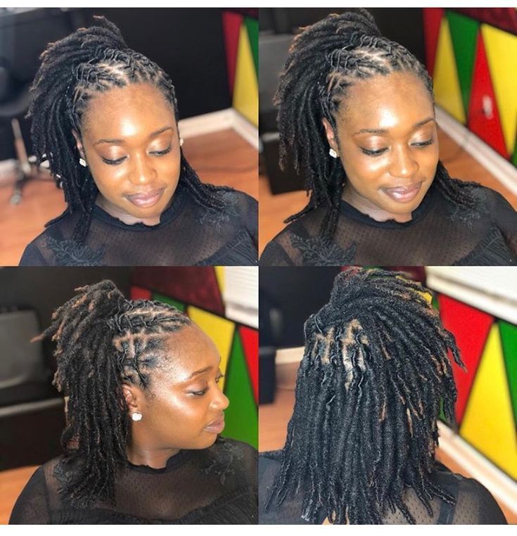 Half up/down Loc style | Short locs hairstyles, Faux locs hairstyles, Locs hairstyles Loc Side Styles, Half Up Loc Styles, Down Loc Styles For Women, Down Loc Styles, Style Short Locs, Medium Loc Styles Women, Loc Styles Women, Hairstyles Faux Locs, Short Locs Hairstyles For Women