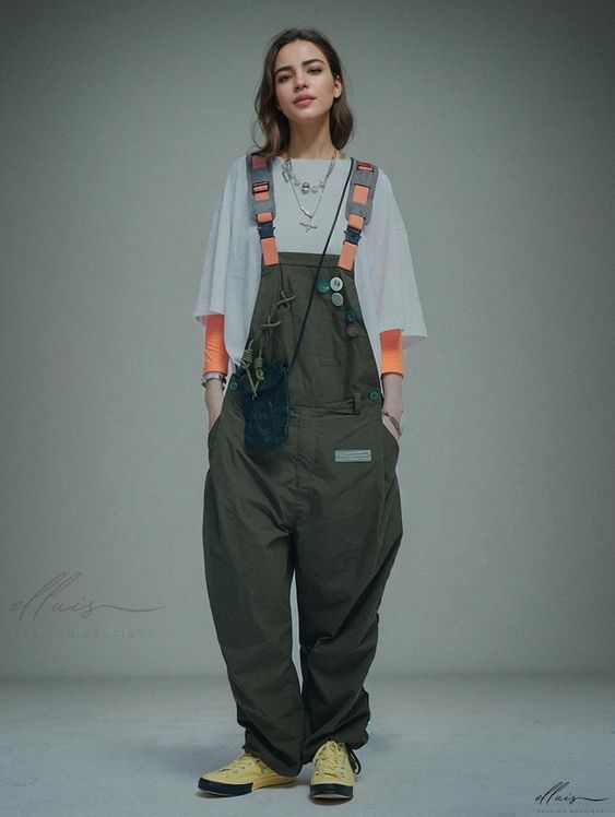 Ordered in XL but too tight take 1 size see 2 plus Stylish Overalls, Style Overalls, Loose Jumpsuit, Casual Wide Leg Pants, Knot Design, Work Wear Women, Character Outfits, Wide Leg Jumpsuit, Green Color