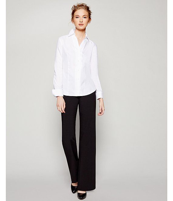 Calvin Klein Wrinkle-Free Pinpoint Oxford Blouse | Dillard's Calvin Klein Button-up Tops For Business Casual, Tailored Button-up Blouse For Business Casual, Solid Color Dress Shirt For Office In Fall, Fall Office Solid Dress Shirt, Long Sleeve Dress Shirt With Placket For Work, Solid Fall Dress Shirt For Office, Long Sleeve Dress Shirt For Workwear, Fall Dress Shirt With Button Closure For Work, Fall Office Dress Shirt