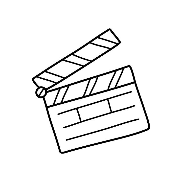 a black and white drawing of a movie clapper