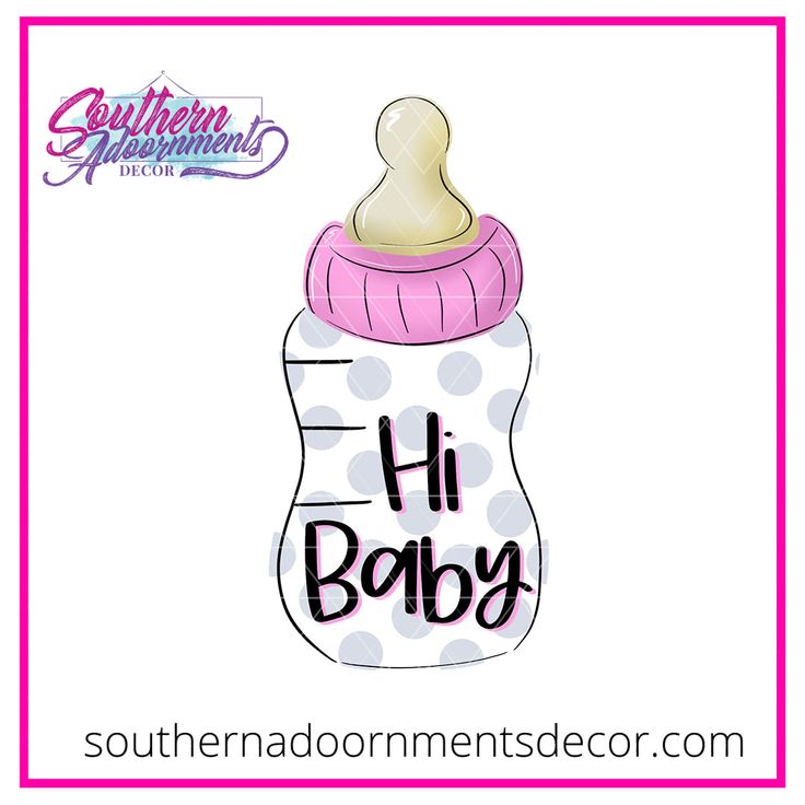 a baby bottle with the word h baby on it's side and polka dots