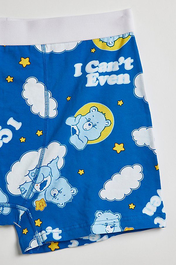 Care Bears I Can't Even boxer briefs. Care Bear stare at these soft knit boxer briefs with an allover Care Bears print. Classic fit with a soft touch and comfy elastic waistband. Features Care Bears I Can't Even boxer briefs Soft knit boxer briefs Allover Care Bears print Content + Care 100% Cotton Machine wash Imported | Care Bears I Can't Even Boxer Brief in Dark Blue, Men's at Urban Outfitters Blue Cotton Boxer Briefs For Loungewear, Casual Cotton Boxer Briefs With Graphic Print, Blue Letter Print Sleepwear For Loungewear, Blue Cotton Sleepwear With Letter Print, Care Bear Stare, Wishlist 2024, Winning The Lottery, Blue Fits, Care Bear