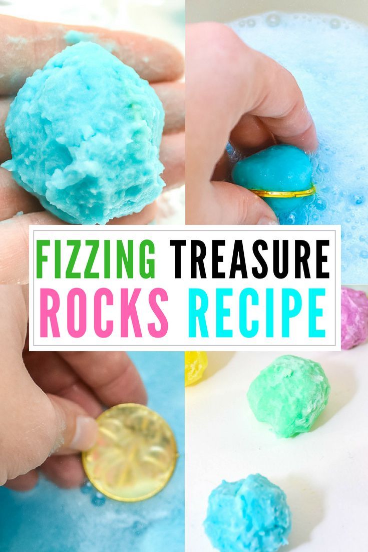 the process for making fizziing treasure rocks is shown