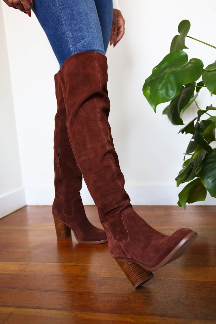 Our best-selling thigh-high boot in the new Coffee Bean suede. In a beautiful, neutral palette, the Logan is always a fan favorite with soft unlined suede uppers and an easy to wear heel height. Logan Suede in Coffee Bean Women's over the knee boot Recycled outsole Natural canvas sock Unlined boot shaft to reduce material consumption and add more comfort Stacked high heel Fall Over-the-knee Wide Calf Boots, Fall Wide Calf Suede Heeled Boots, Fall Suede Heeled Boots With Wide Calf, Fall Suede Knee-high Boots, Fitted Knee-high Boots With Suede Lining For Fall, Brown Suede Knee-high Boots With Suede Lining, Chic Brown Over-the-knee Boots, Casual Brown Over-the-knee Boots, Fall Over-the-knee Medium Width Boots