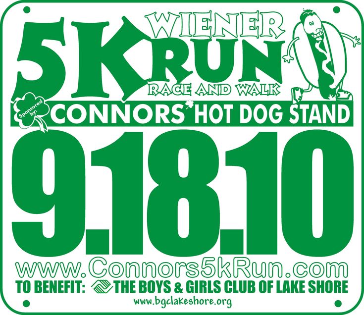 a green and white sign with the words 5k run, 6k race and walk