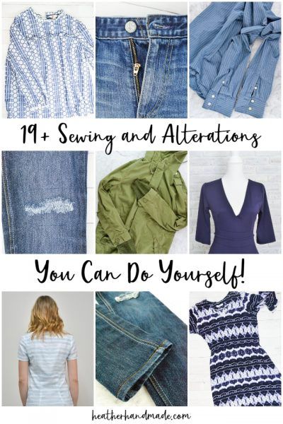 some different types of clothing and the words, sewing and alterations you can do yourself