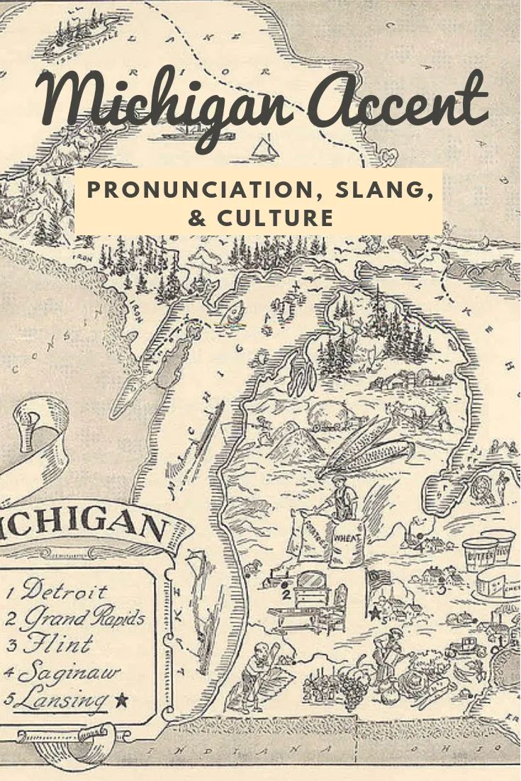 an old map shows the location of michigan and its surrounding towns, including mountains, rivers, and lakes