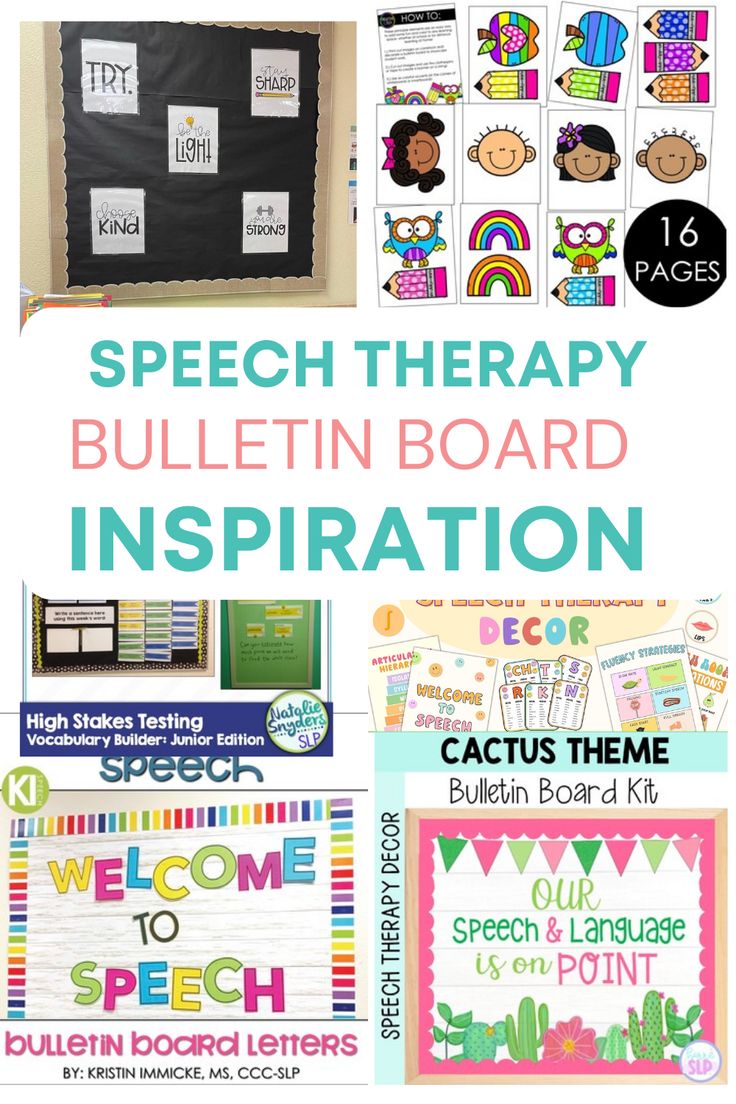 bulletin board with the words speech therapy bulletin board