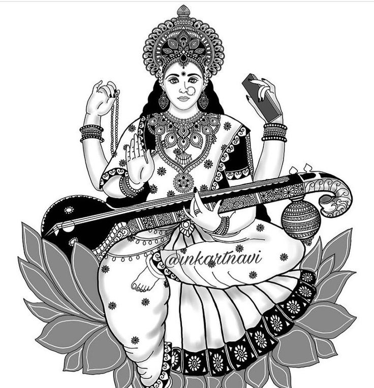 Spiritual Drawing, God Sketch, Happy Vasant Panchami, Maa Saraswati, Vasant Panchami, Mandala Arts, Chakra Tattoo, Easy Mandala Drawing, Goddess Sculpture